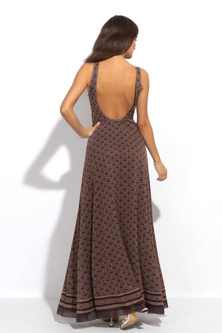 ROBE LONGUE DOS NU - LOGO MOUSSE MOCHA