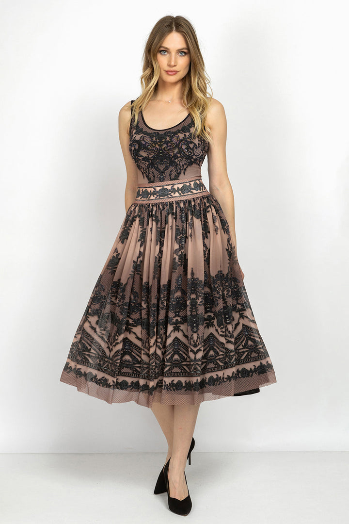 MESH SKIRT WITH ELASTIC WAIST AND VISCOSE LINING - GRAFFITI POWDER JIORO МИДИ ПОЛА ОТ МРЕЖА С ЕЛАСТИЧЕН КОЛАН И ПОДПЛАТА ОТ ВИСКОЗА - GRAFFITI POWDER JIORO