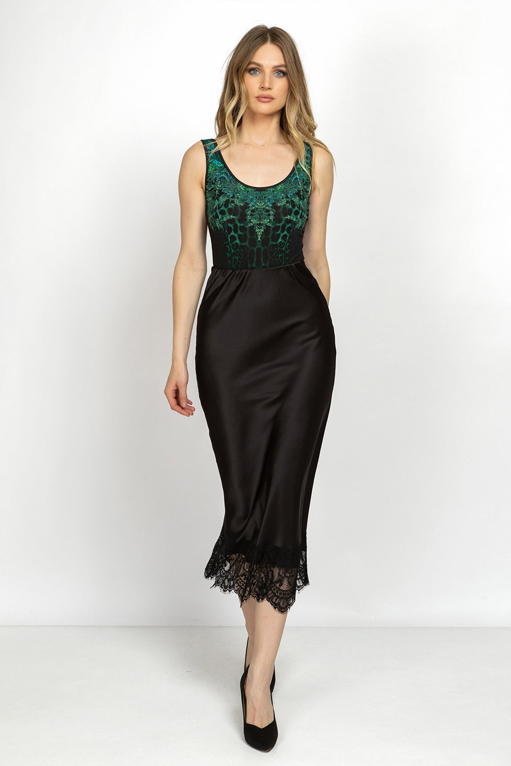 MESH BODYSUIT WITH DEEP SCOOP NECKLINE AND MODAL LINING - LEO NEON GREEN JIORO БОДИ ОТ МРЕЖА БЕЗ РЪКАВИ С ДЪЛБОКО ОБЛО ДЕКОЛТЕ И ПОДПЛАТА ОТ МЕК МОДАЛ - LEO NEON GREEN JIORO