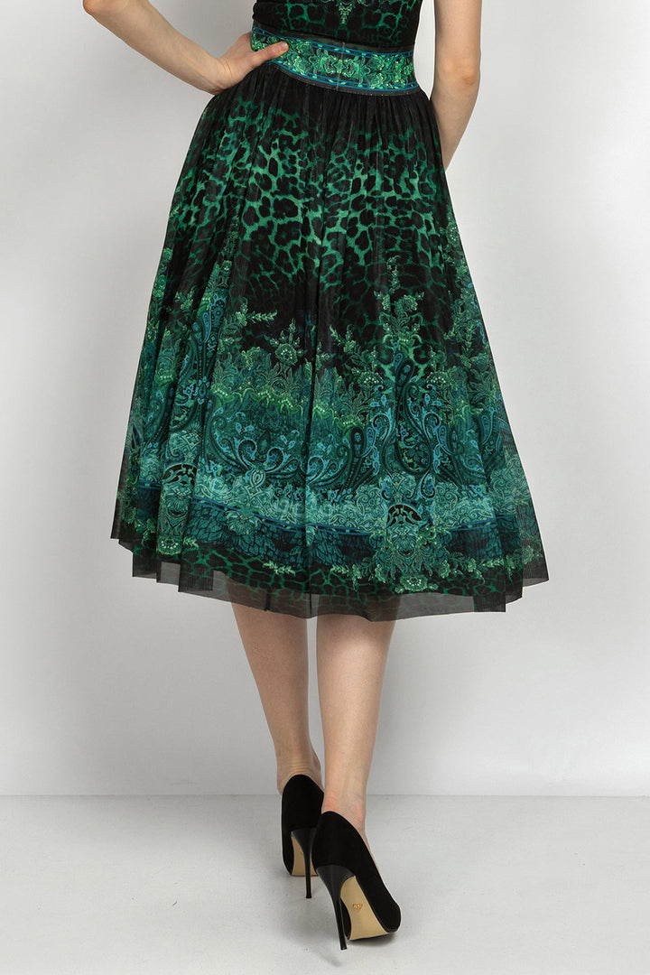 MESH SKIRT WITH ELASTIC WAIST AND VISCOSE LINING - LEO NEON GREEN JIORO ПОЛА ОТ МРЕЖА С ЕЛАСТИЧЕН КОЛАН И ВИСКОЗНА ПОДПЛАТА - LEO NEON GREEN JIORO