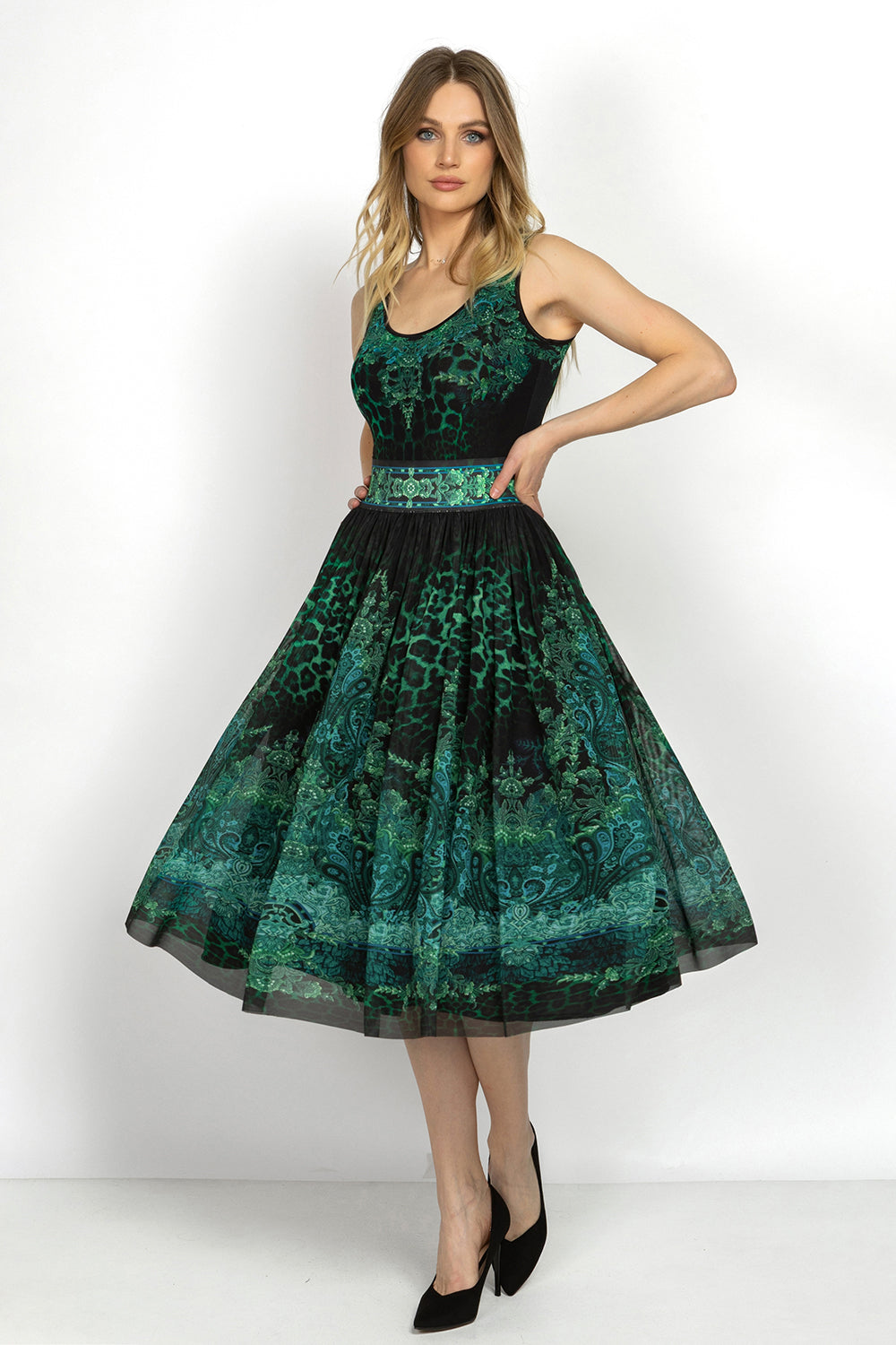 MESH SKIRT WITH ELASTIC WAIST AND VISCOSE LINING - LEO NEON GREEN JIORO ПОЛА ОТ МРЕЖА С ЕЛАСТИЧЕН КОЛАН И ВИСКОЗНА ПОДПЛАТА - LEO NEON GREEN JIORO