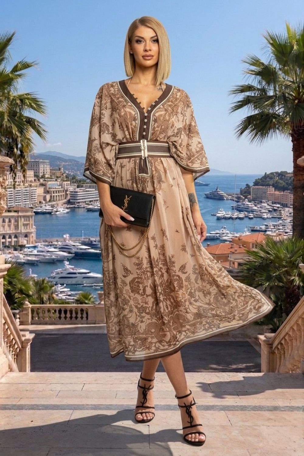 SILK COTTON CAFTAN - ASIA BEIGE - Fashion Roots
