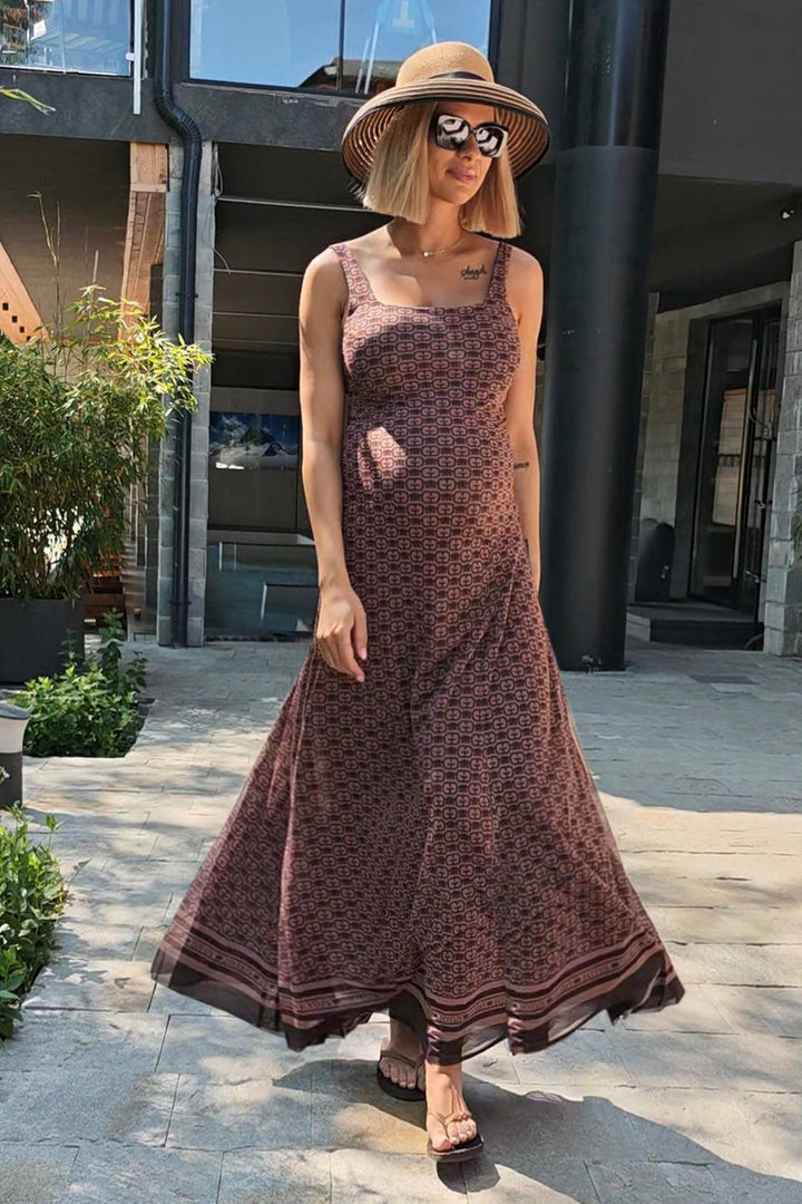 ROBE LONGUE DOS NU - LOGO MOUSSE MOCHA