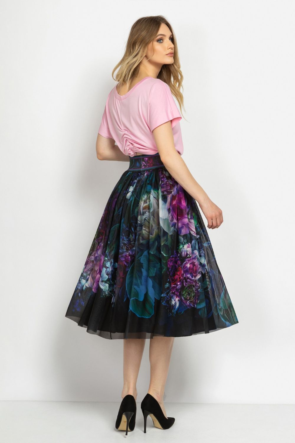 MESH SKIRT WITH ELASTIC WAIST AND VISCOSE LINING - PEONIES JIORO  ПОЛА ОТ МРЕЖА С ЕЛАСТИЧЕН КОЛАН И ВИСКОЗНА ПОДПЛАТА - PEONIES JIORO