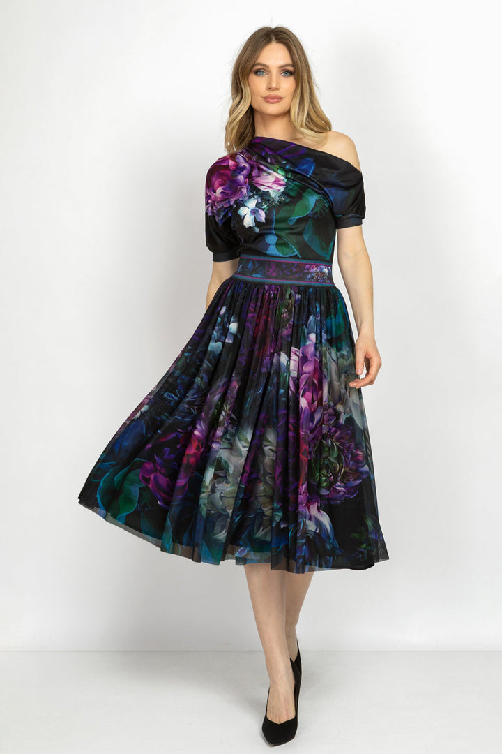 MESH SKIRT WITH ELASTIC WAIST AND VISCOSE LINING - PEONIES JIORO  ПОЛА ОТ МРЕЖА С ЕЛАСТИЧЕН КОЛАН И ВИСКОЗНА ПОДПЛАТА - PEONIES JIORO
