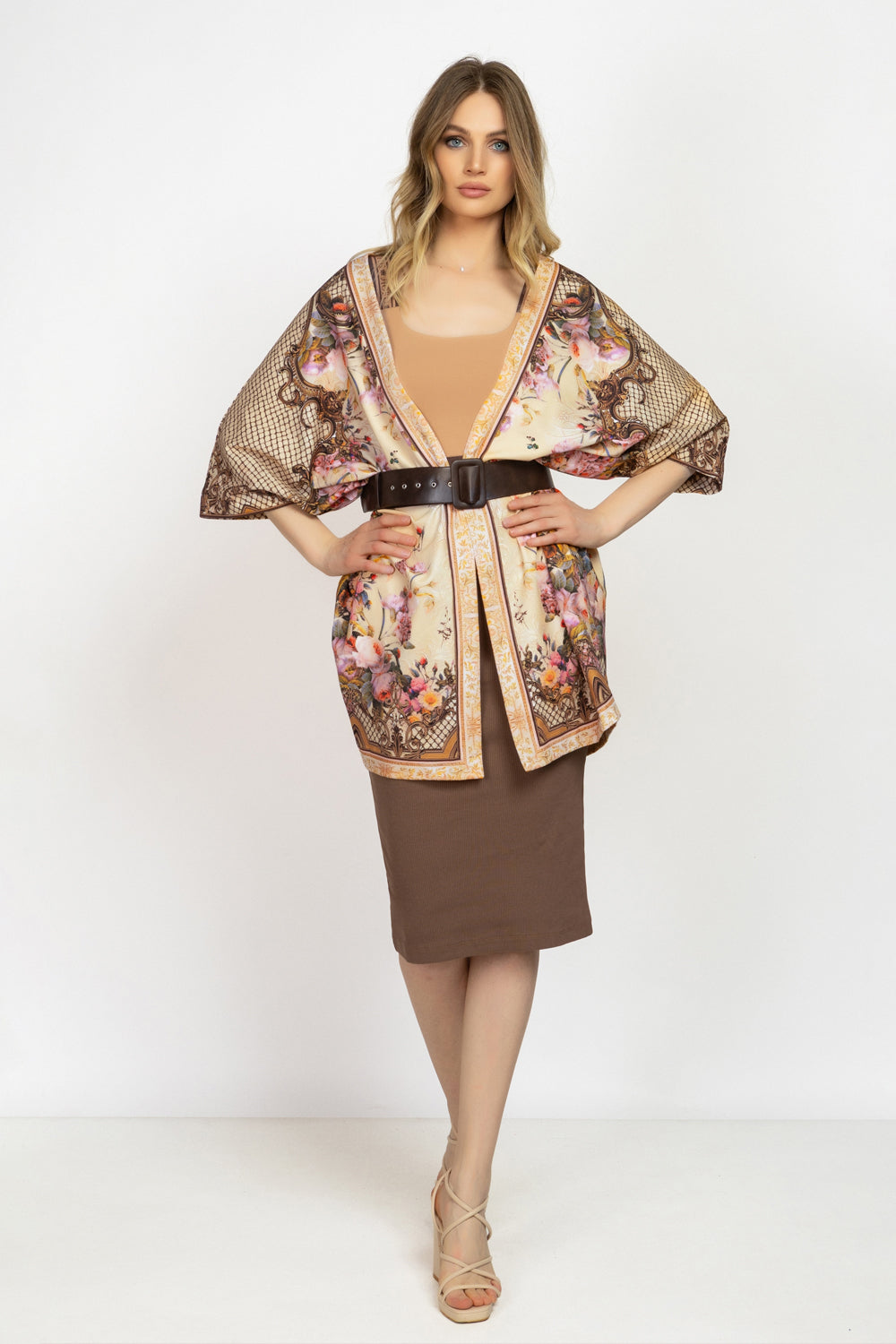 CARDIGAN EN TERRY FRANÇAIS - FLEURS BAROQUES
