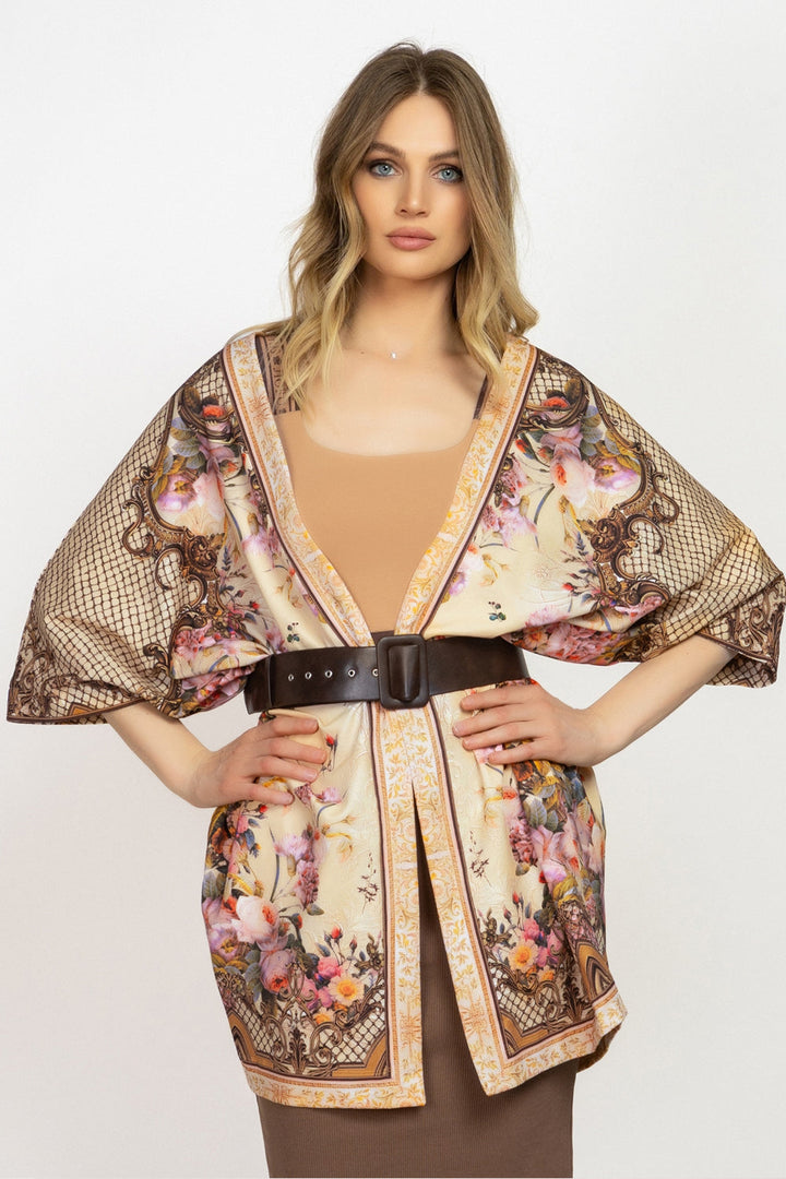 CARDIGAN EN TERRY FRANÇAIS - FLEURS BAROQUES