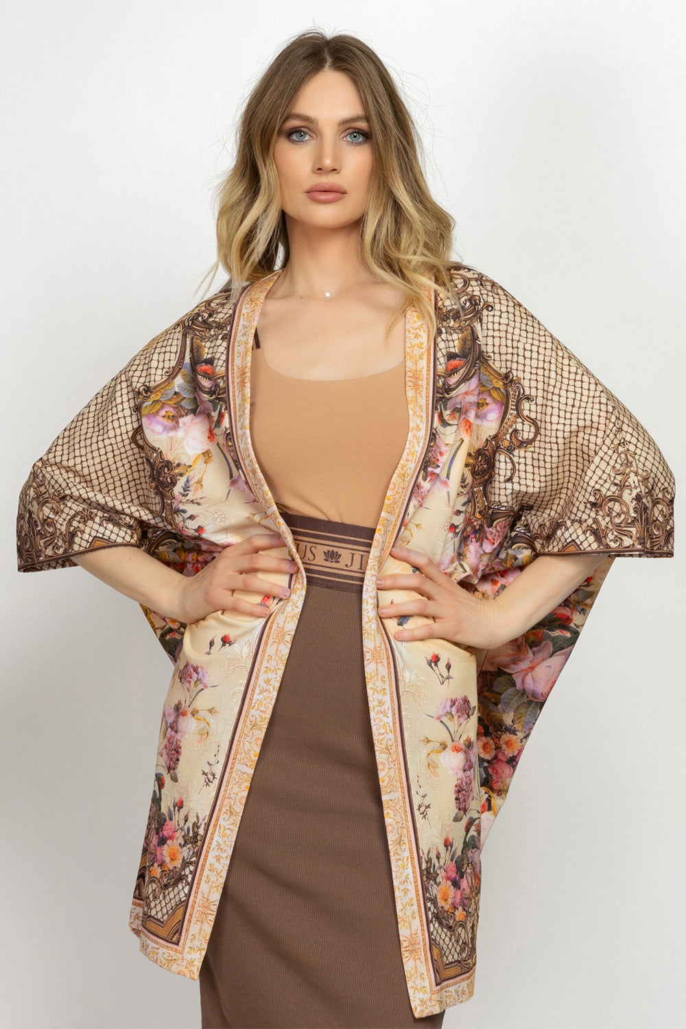CARDIGAN EN TERRY FRANÇAIS - FLEURS BAROQUES