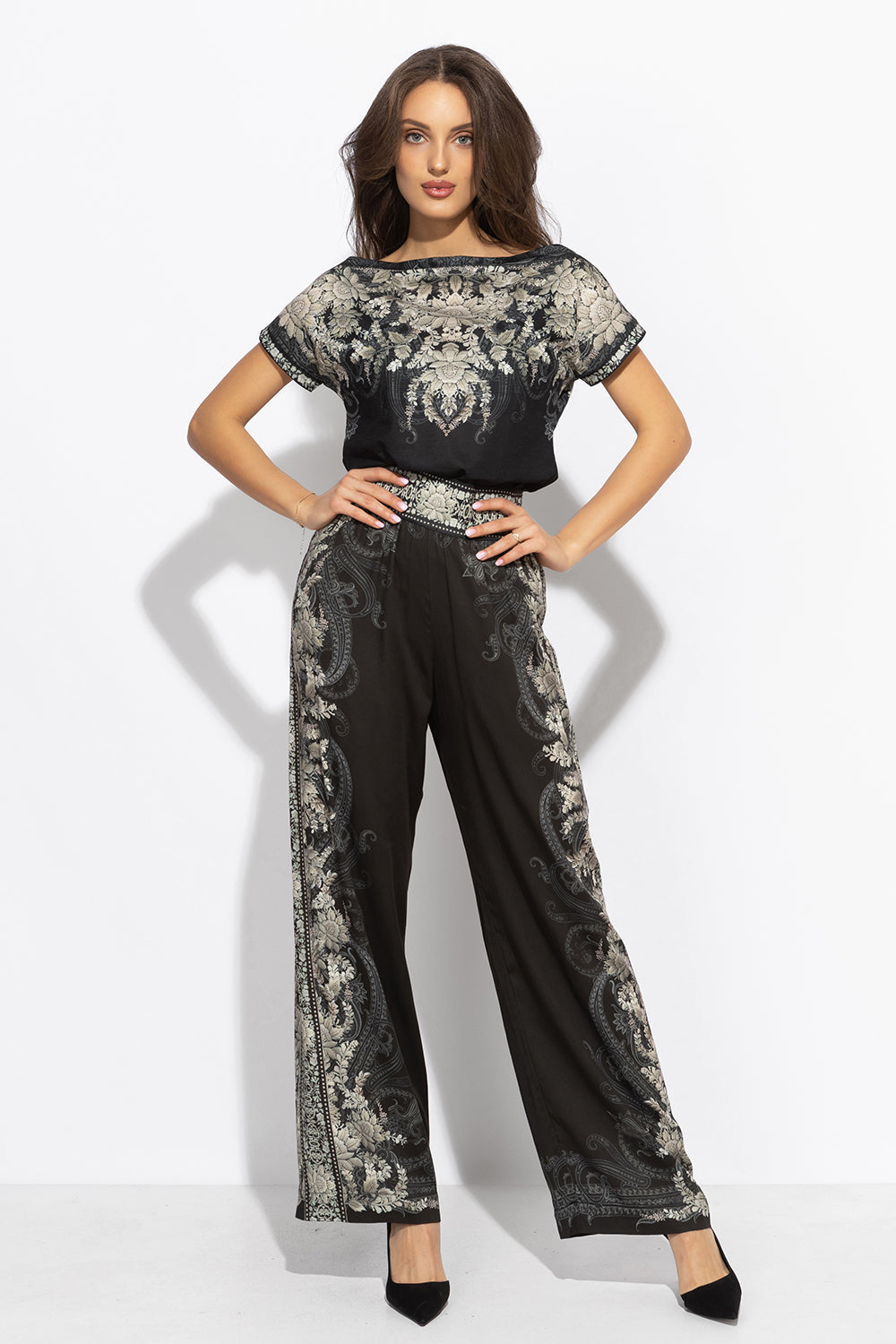 VISCOSE WIDE-LEG TROUSERS WITH ELASTIC WAIST – FROZEN LOTUS JIORO СВОБОДЕН ПАНТАЛОН ОТ ВИСКОЗА - FROZEN LOTUS JIORO