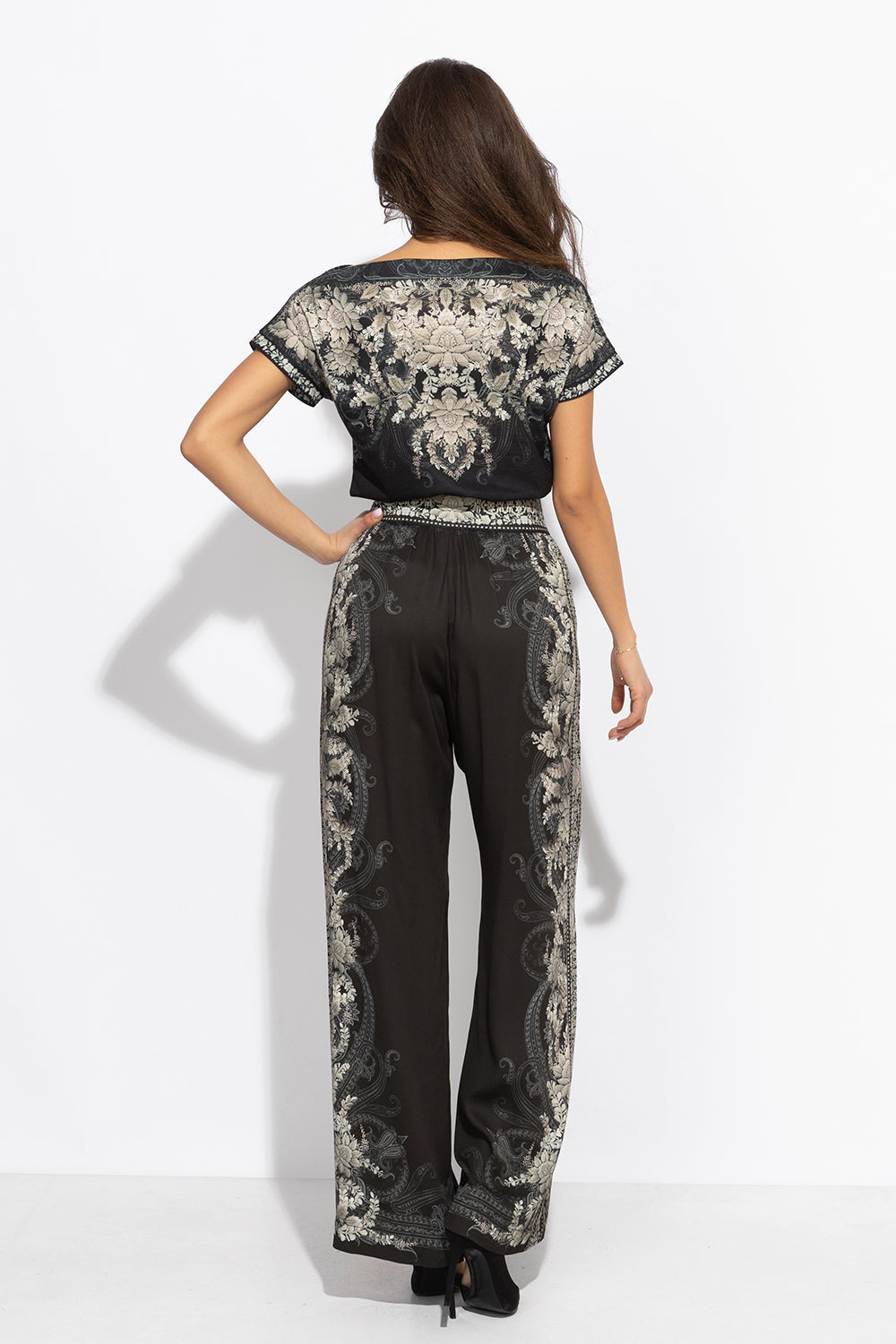 VISCOSE WIDE-LEG TROUSERS WITH ELASTIC WAIST – FROZEN LOTUS JIORO СВОБОДЕН ПАНТАЛОН ОТ ВИСКОЗА - FROZEN LOTUS JIORO