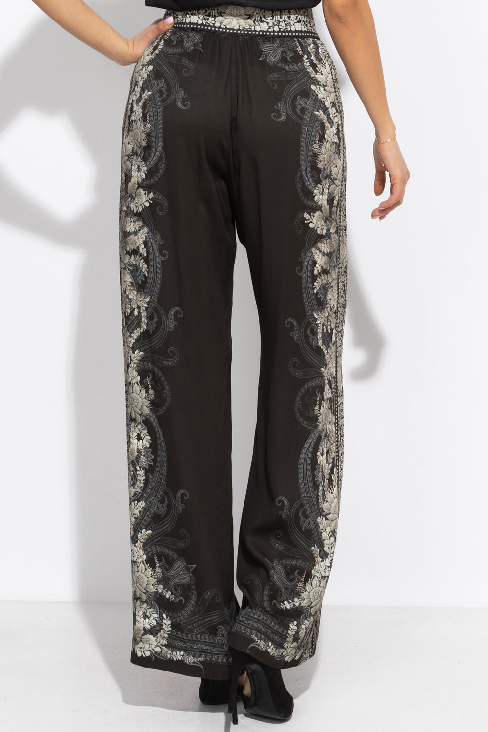 PANTALON LARGE EN VISCOSE À TAILLE ÉLASTIQUE – FROZEN LOTUS