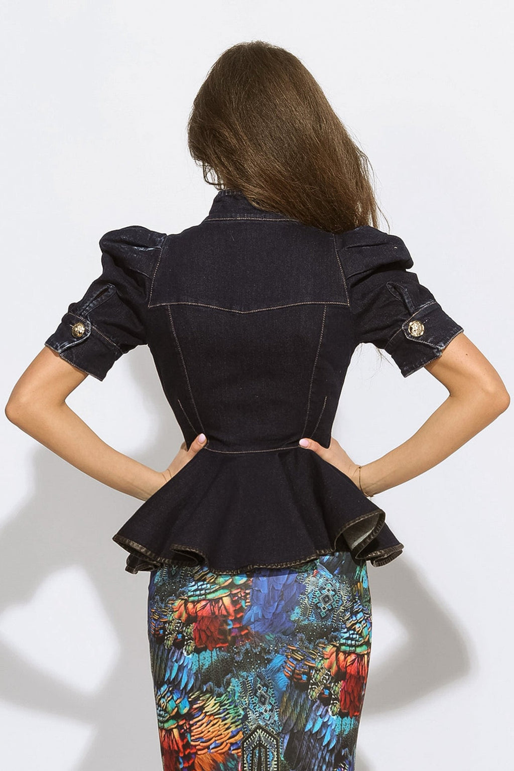 BUFFER SLEEVE DENIM BLAZER - ESSENTIALS JIORO ДЕНИМЕН БЛЕЙЗЕР С БУФАН РЪКАВ - ESSENTIALS JIORO