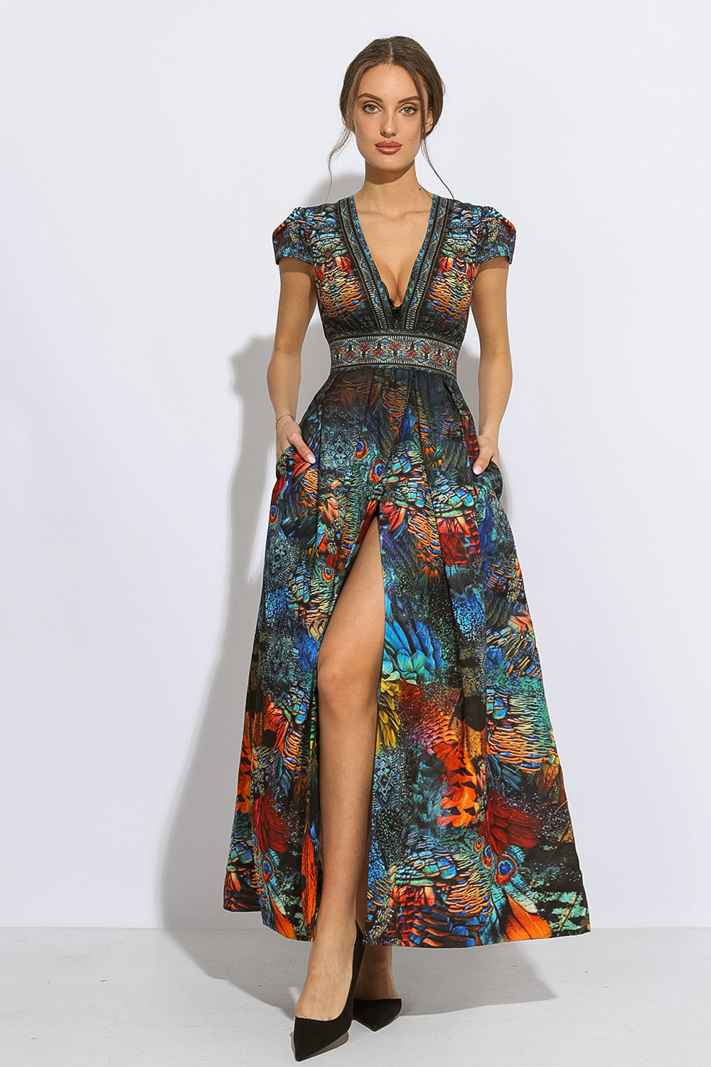 EMPIRE WAIST MAXI DRESS GRACIA LINEN - AMAZONIA