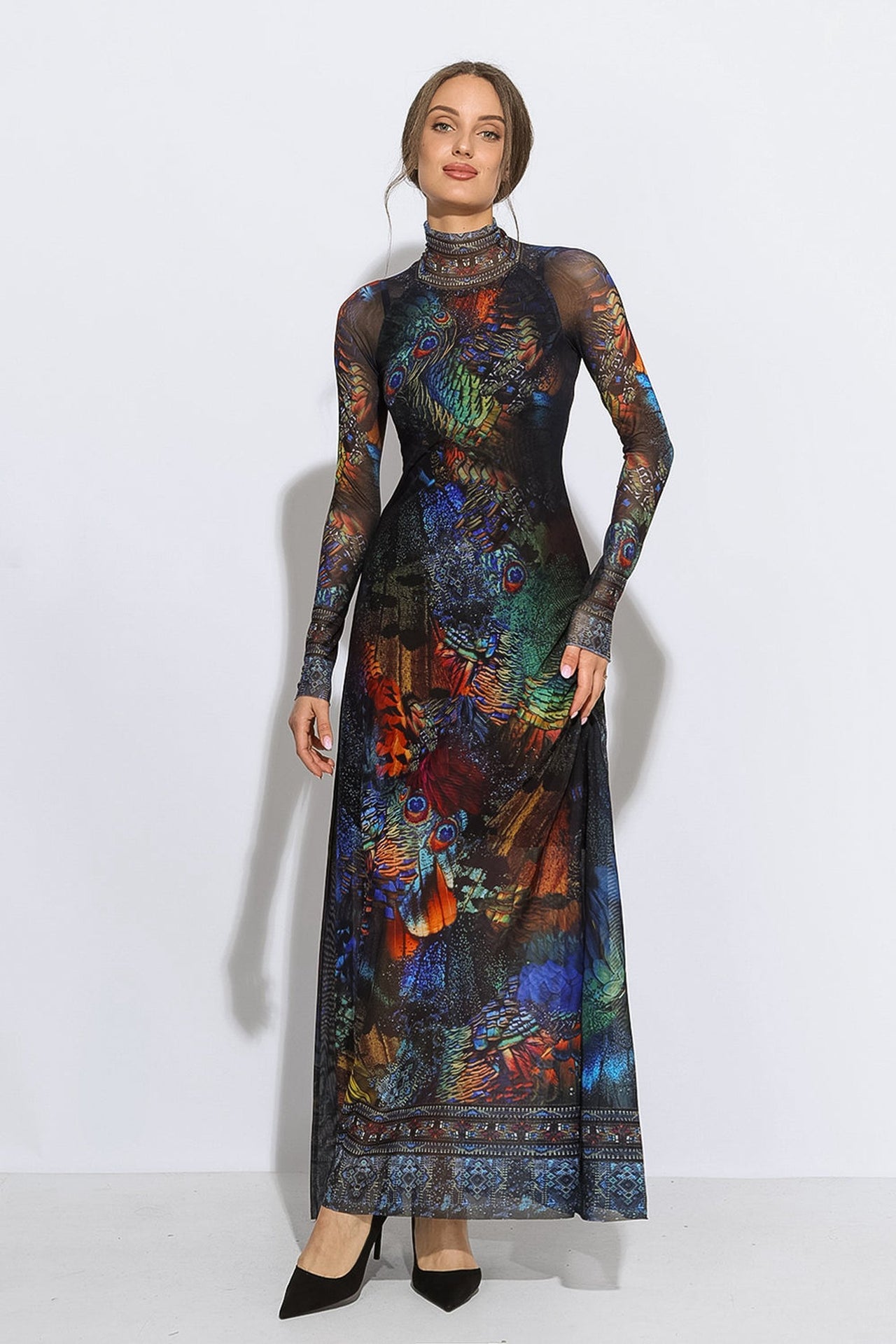 LONG FINE NET DRESS - AMAZONIA JIORO ДЪЛГА РОКЛЯ ОТ ФИНА МРЕЖА - AMAZONIA JIORO