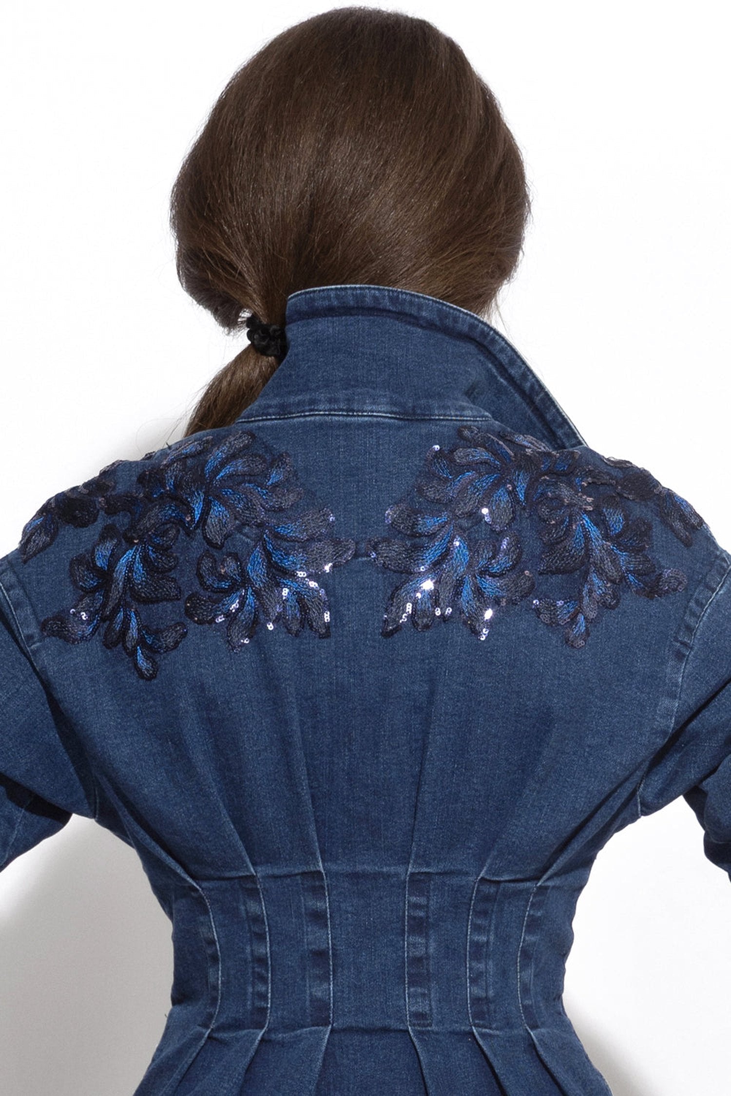 DENIM BLAZER WITH LACE APPLIQUÉS - ESSENTIALS