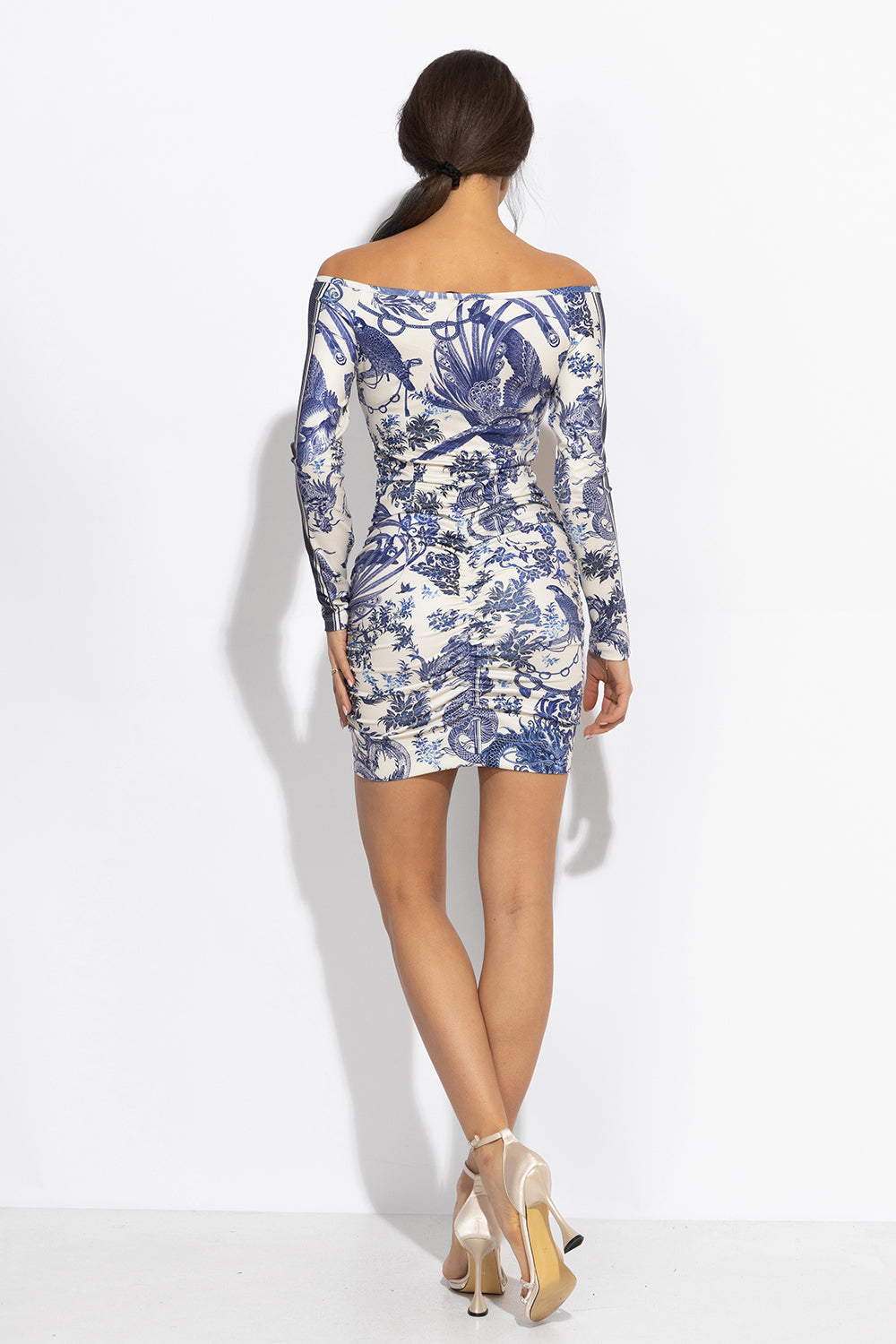 DRESS WITH FRONT KNOT AND RUCHING - ASIA SKY