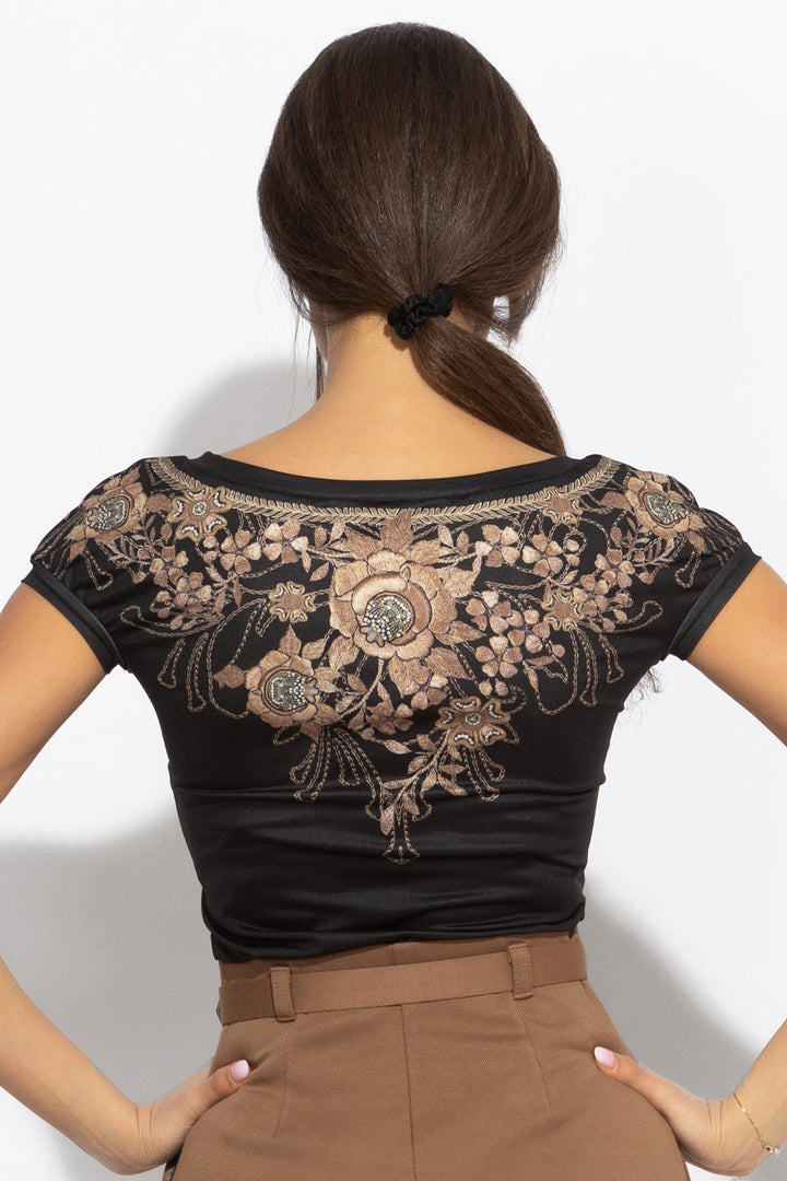 SHORT SLEEVED BLOUSE - GOLDEN ROSES JIORO БЛУЗА С V-ДЕКОЛТЕ - GOLDEN ROSES JIORO