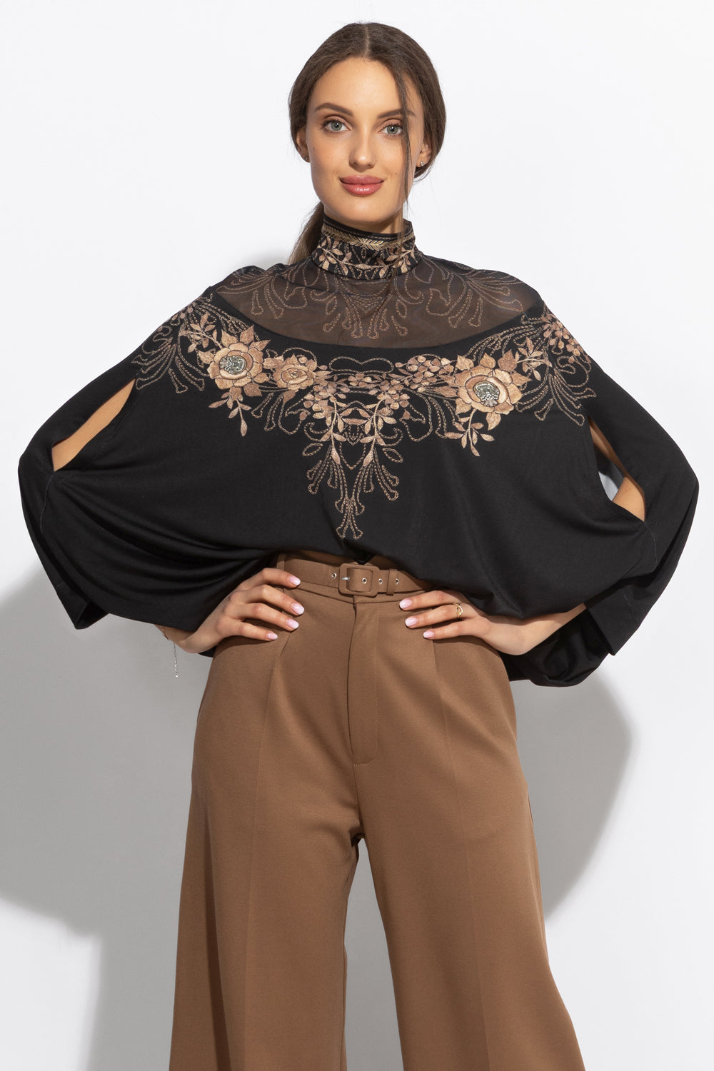 FREE BLOUSE - GOLDEN ROSES JIORO ШИРОКА ПРИЛЕП БЛУЗА С МРЕЖЕСТА ПЛАТКА - GOLDEN ROSES JIORO