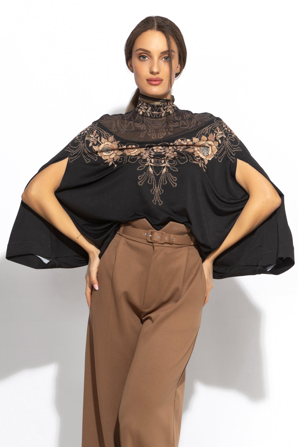 FREE BLOUSE - GOLDEN ROSES JIORO ШИРОКА ПРИЛЕП БЛУЗА С МРЕЖЕСТА ПЛАТКА - GOLDEN ROSES JIORO