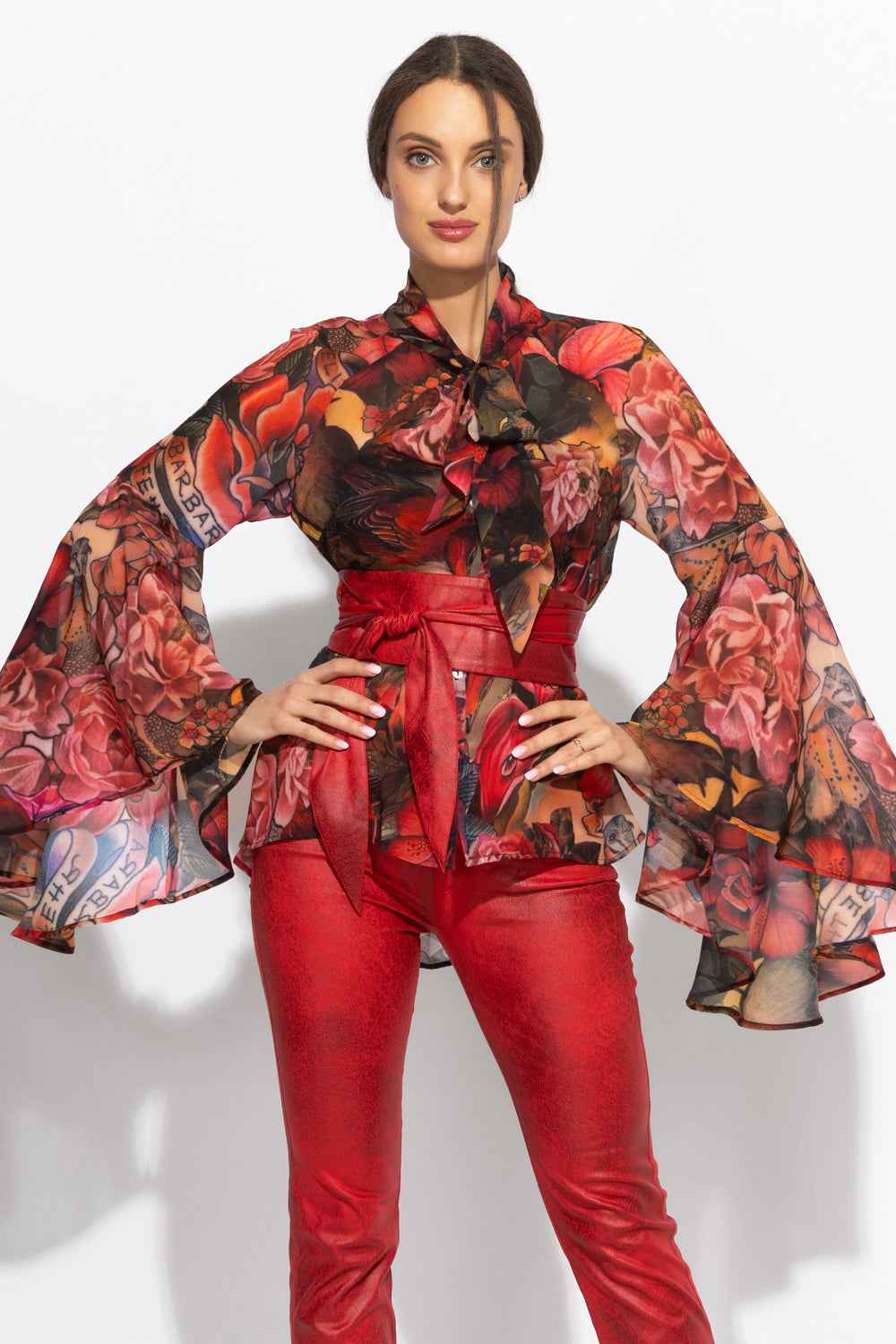 WRAP-STYLE BELT - SUEDE-LIKE IMITATION IN RED - ESSENTIALS