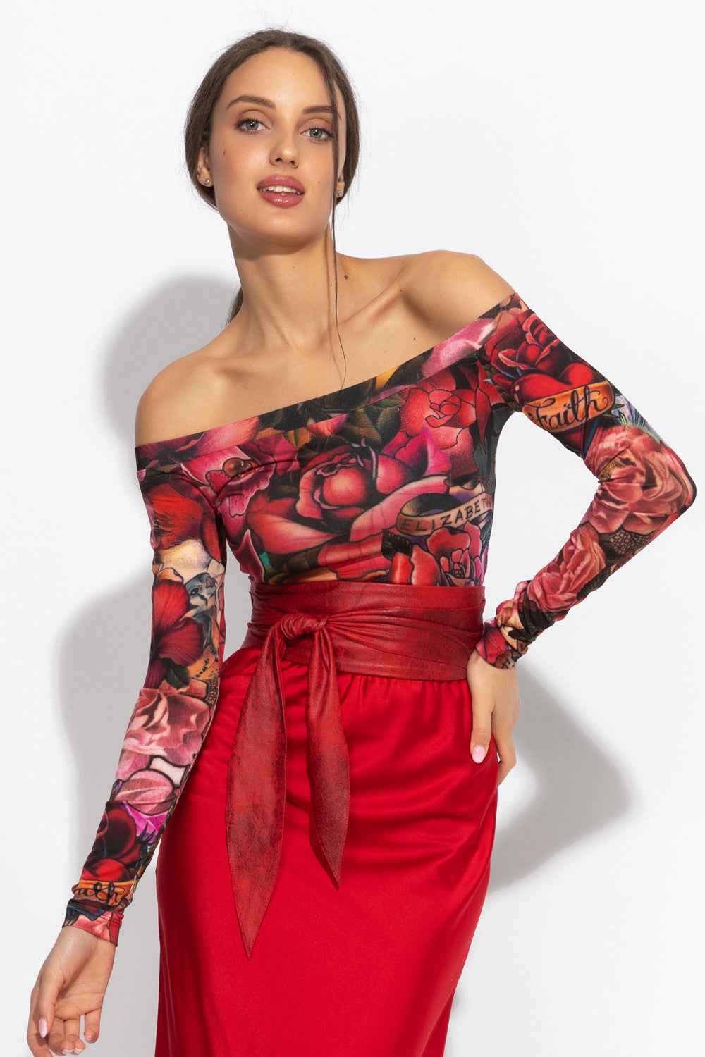 WRAP-STYLE BELT - SUEDE-LIKE IMITATION IN RED - ESSENTIALS