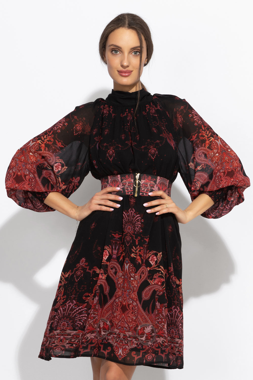 RELAXED FIT DRESS WITH RAGLAN SLEEVES - PAISLEY DARK JIORO СВОБОДНА РОКЛЯ С РЕГЛАН РЪКАВ - PAISLEY DARK JIORO
