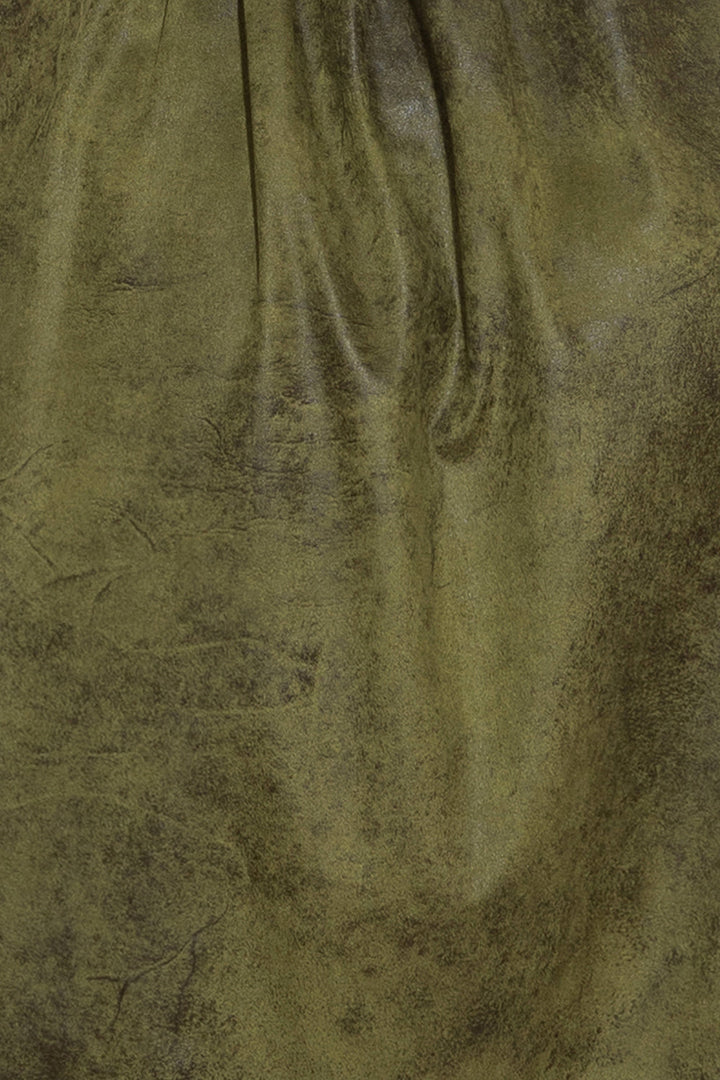 SUEDE-LOOK SHIRT DRESS IN OLIVE GREEN - ESSENTIALS - Fashion Roots
