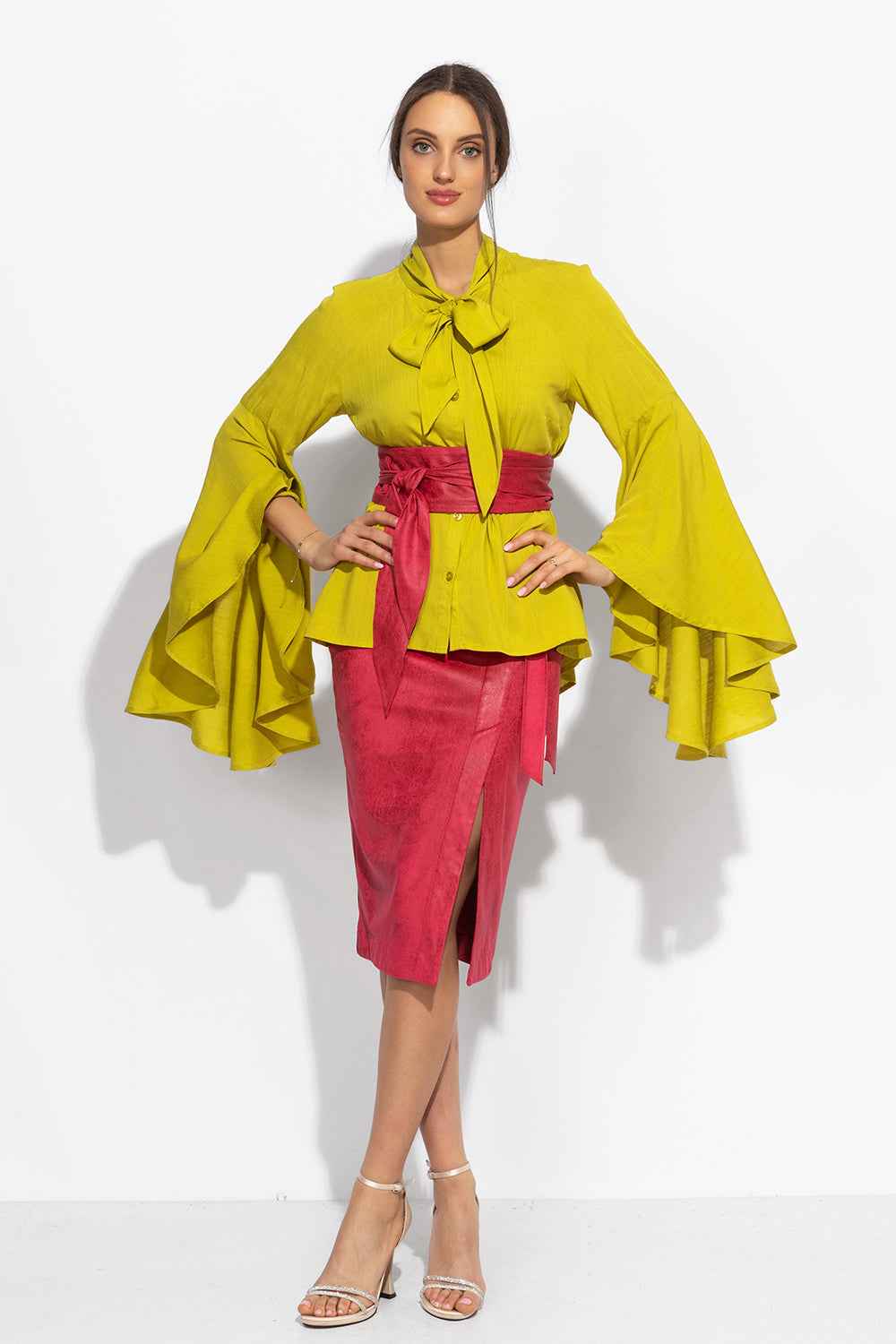 SUEDE-EFFECT CYCLAMEN WRAP SKIRT - ESSENTIALS