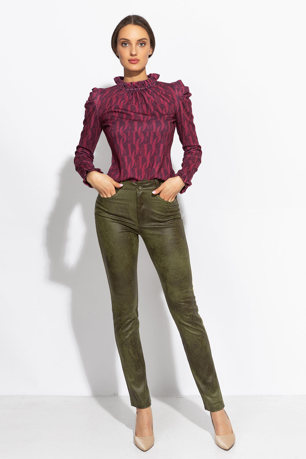 PANTALON SKINNY 5 POCHES VERT OLIVE - ESSENTIALS