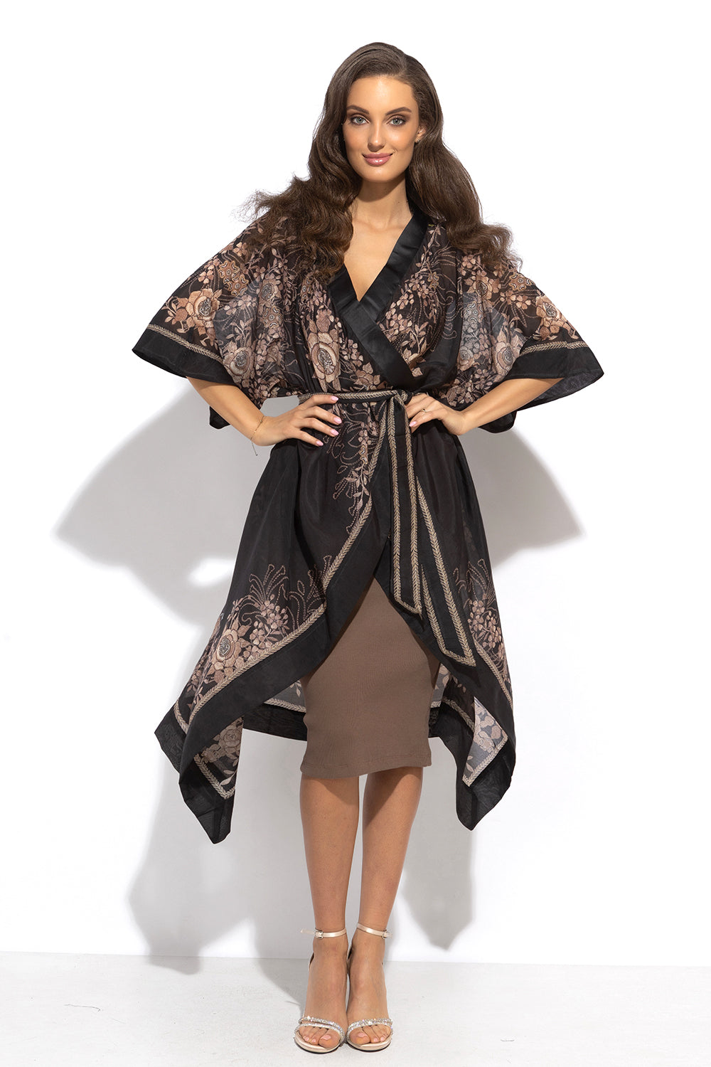 SILK COTTON KIMONO - GOLDEN ROSES