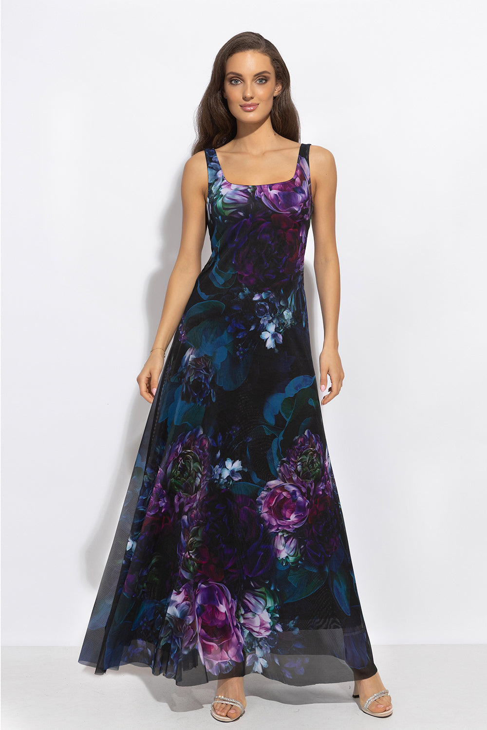 SLEEVELESS LONG MESH DRESS WITH SOFT MODAL LINING - PEONIES JIORO ДЪЛГА РОКЛЯ БЕЗ РЪКАВ ОТ МРЕЖА С ПОДПЛАТА ОТ ФИН МОДАЛ - PEONIES JIORO