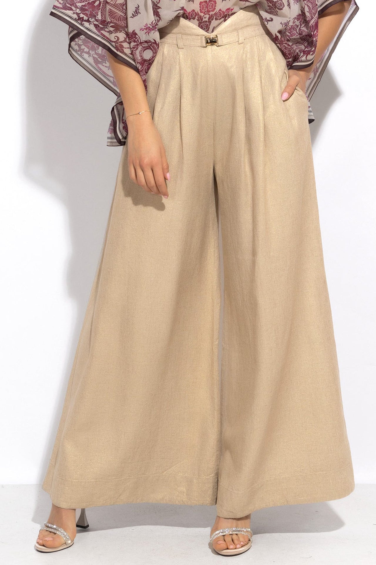 HIGH WAIST WIDE LEG LINEN PANTS - ESSENTIALS