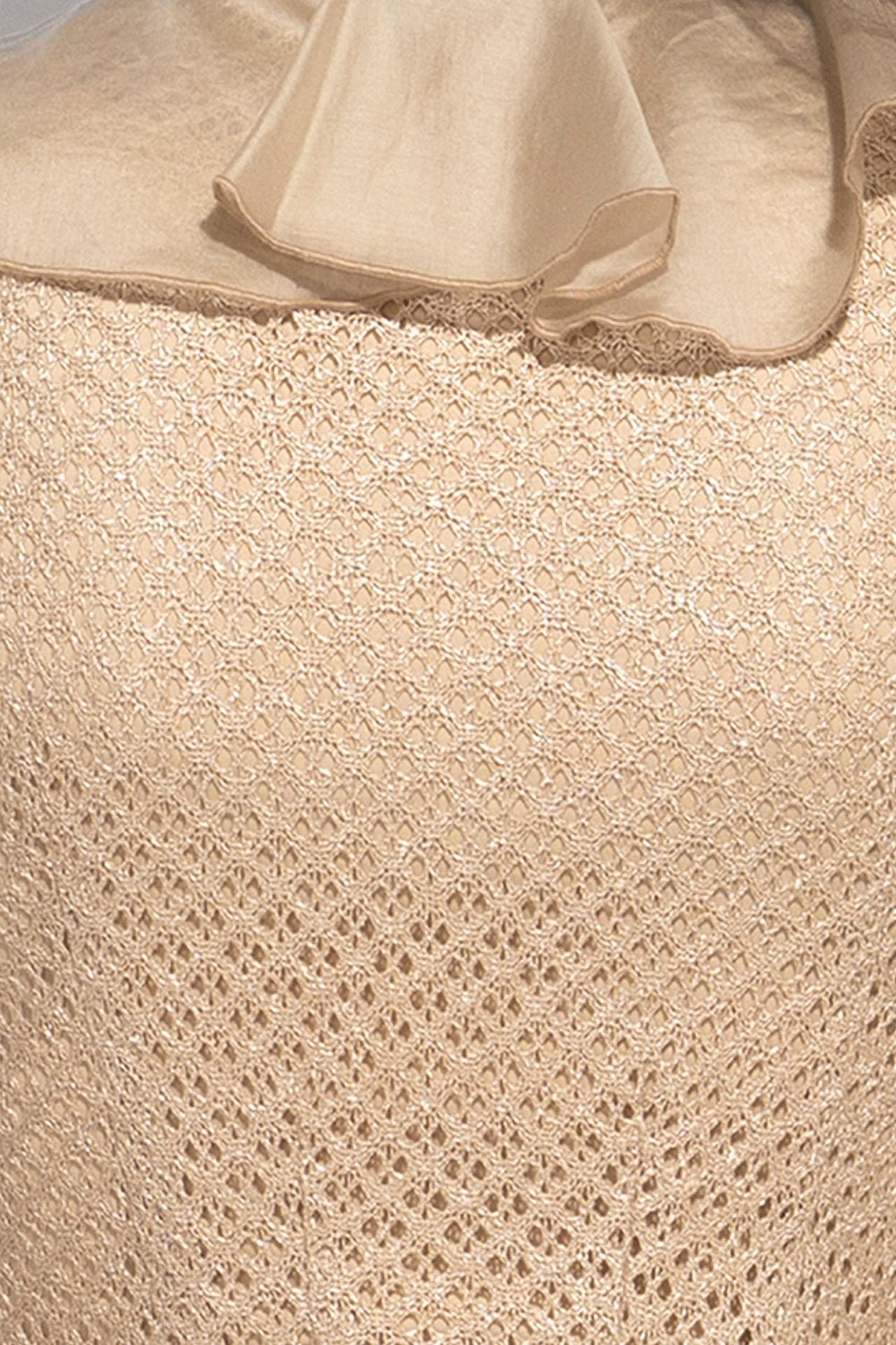 COTTON MESH CARDIGAN WITH RUFFLES - ESSENTIALS - Fashion Roots