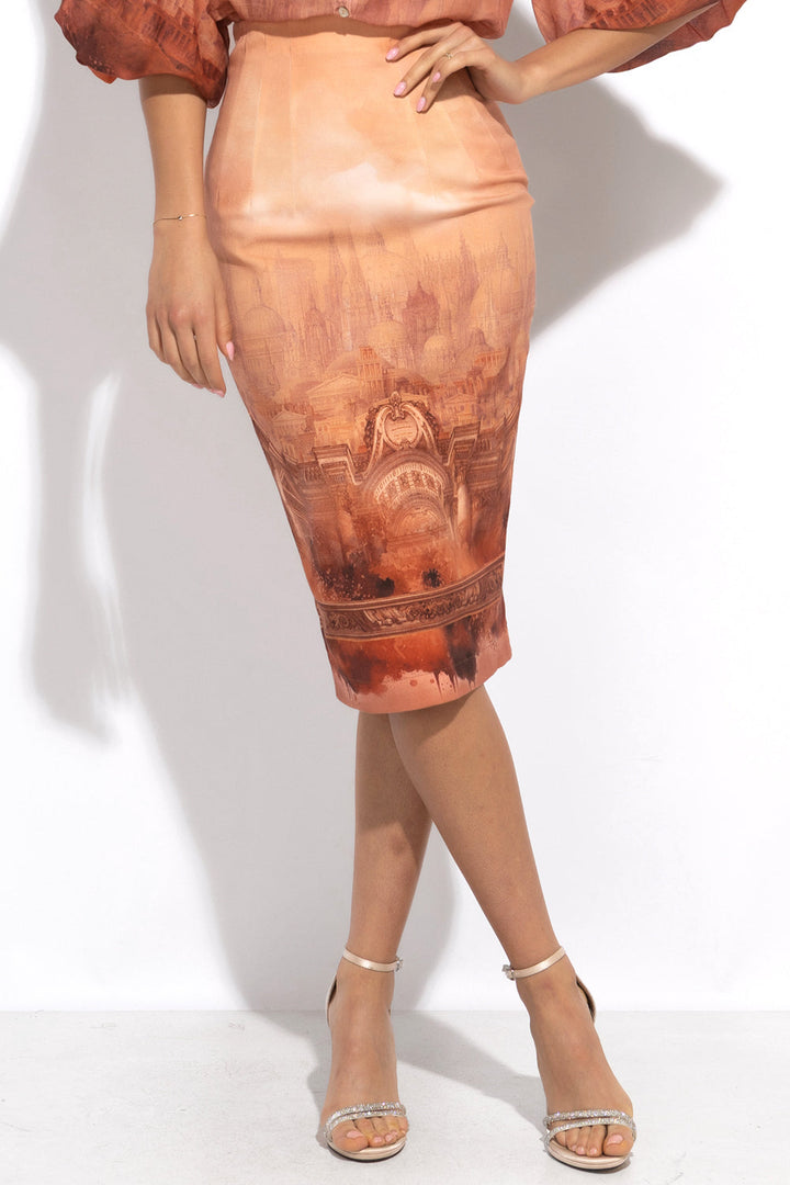 PENCIL COTTON TWILL SKIRT WITH ELASTIC WAIST - ANCIENT TOWN JIORO ПОЛА ДО КОЛЯНОТО ОТ ПАМУЧЕН ТВИЛ - ANCIENT TOWN JIORO