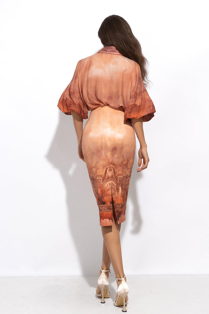 PENCIL COTTON TWILL SKIRT WITH ELASTIC WAIST - ANCIENT TOWN JIORO ПОЛА ДО КОЛЯНОТО ОТ ПАМУЧЕН ТВИЛ - ANCIENT TOWN JIORO