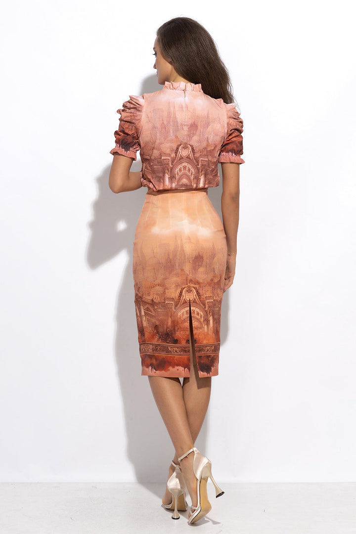 PENCIL COTTON TWILL SKIRT WITH ELASTIC WAIST - ANCIENT TOWN JIORO ПОЛА ДО КОЛЯНОТО ОТ ПАМУЧЕН ТВИЛ - ANCIENT TOWN JIORO
