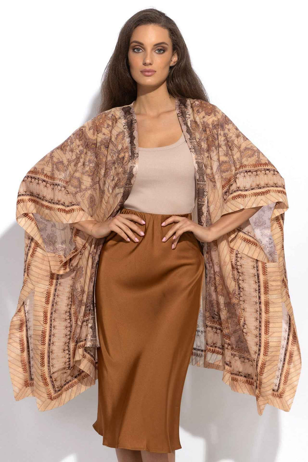 COTTON RIBBED CAMI TOP WITH THIN STRAPS IN BEIGE - ESSENTIALS