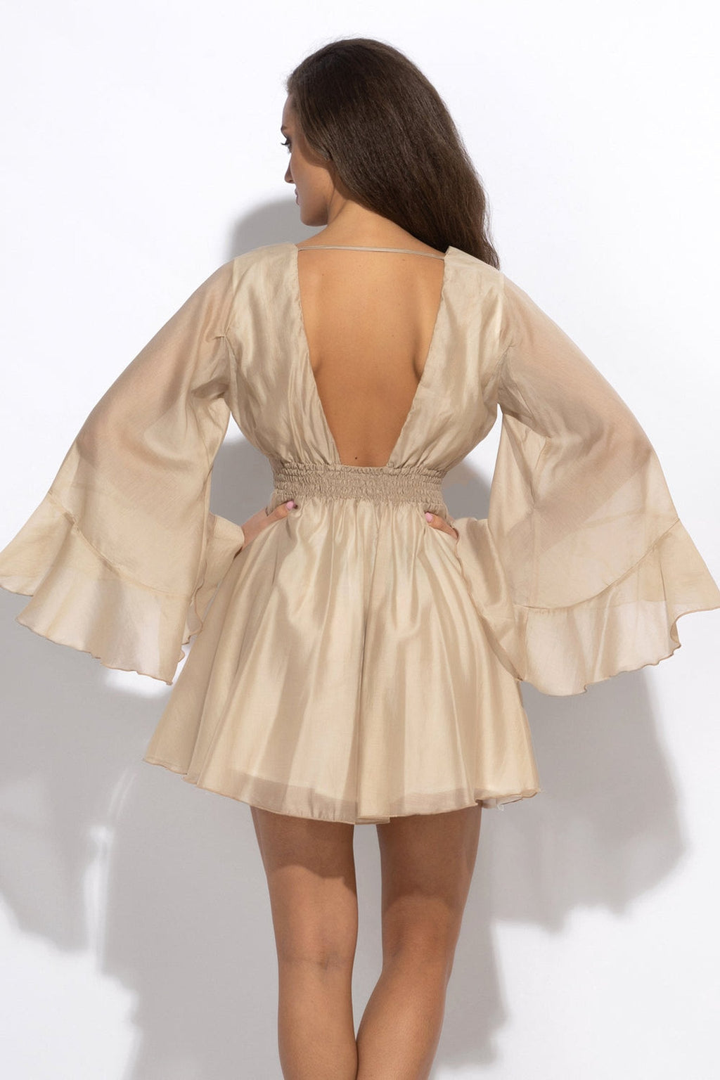 SHORT LYOCELL DRESS WITH WIDE SLEEVES - ESSENTIALS