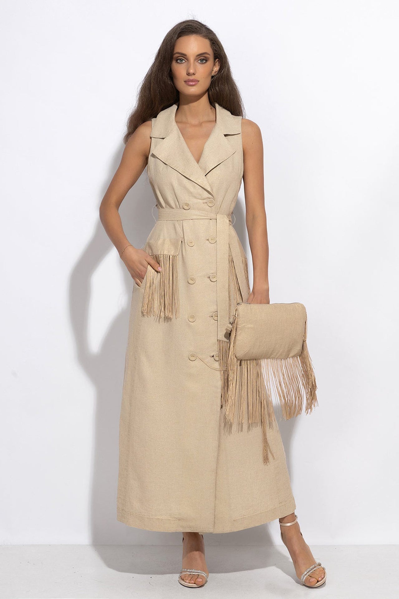 CLUTCH IN GOLDEN LINEN - ESSENTIALS JIORO КЛЪЧ ОТ ЗЛАТИСТ ЛЕН - ESSENTIALS JIORO
