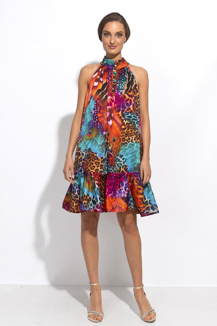 FLARED VISCOSE DRESS - LEO NEON WILD JIORO РАЗКРОЕНА РОКЛЯ ОТ ВИСКОЗА - LEO NEON WILD JIORO