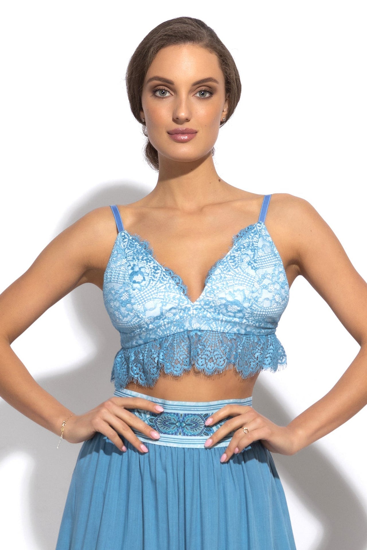 BLUE LACE TOP - ESSENTIALS JIORO ГОРНИЩЕ ОТ СИНЯ ДАНТЕЛА - ESSENTIALS JIORO