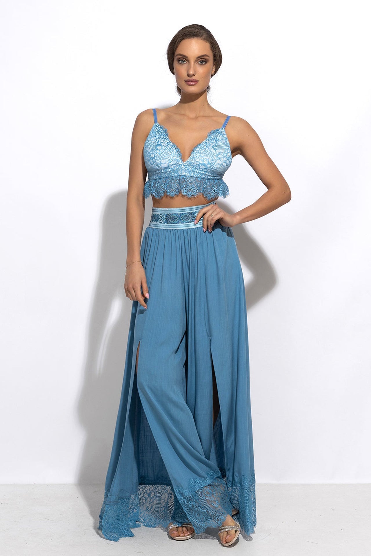 BLUE LACE TOP - ESSENTIALS JIORO ГОРНИЩЕ ОТ СИНЯ ДАНТЕЛА - ESSENTIALS JIORO