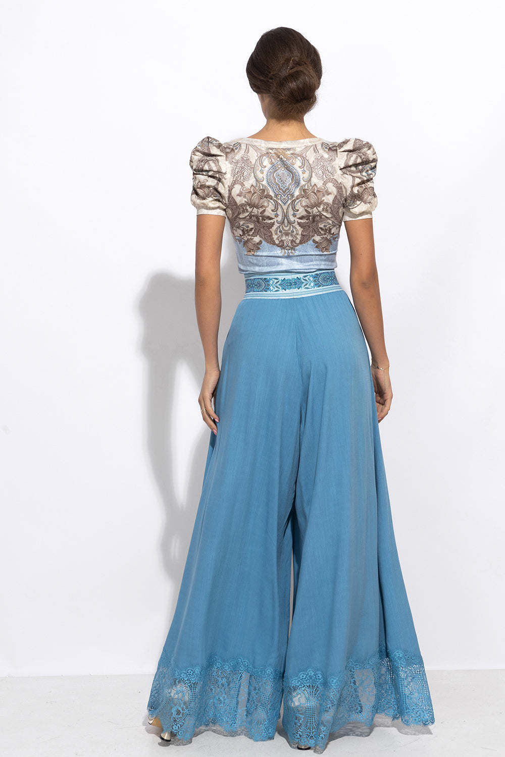 PUFF SLEEVE T-SHIRT - PAISLEY SKY