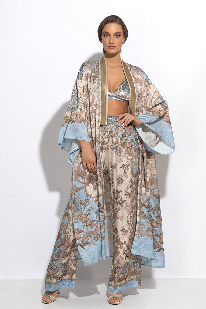 TRIANGLE-STYLE TOP IN RIBBED VELVET - PAISLEY SKY - Fashion Roots