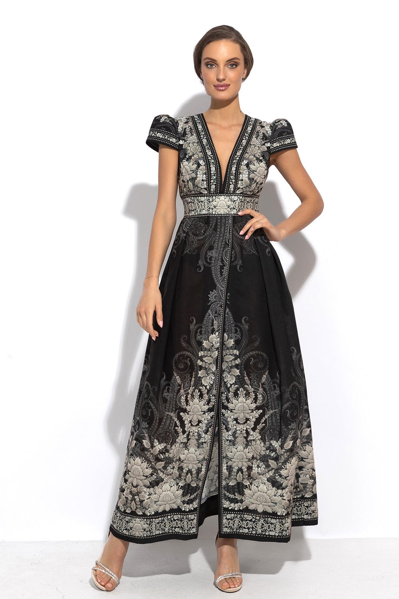 ROBE LONGUE TAILLE EMPIRE AVEC TOUCHER LIN - FROZEN LOTUS