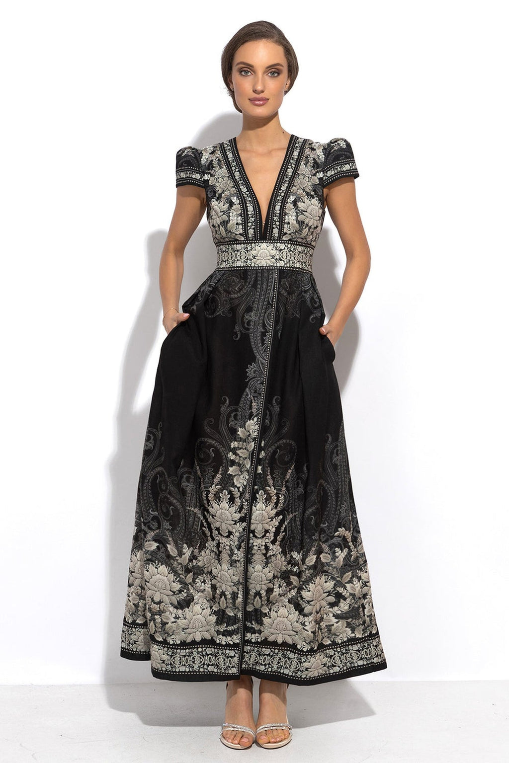 ROBE LONGUE TAILLE EMPIRE AVEC TOUCHER LIN - FROZEN LOTUS
