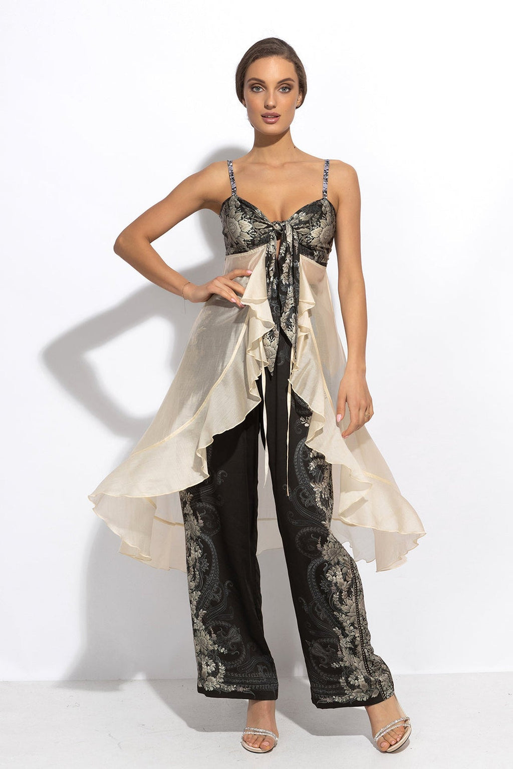 PANTALON LARGE EN VISCOSE À TAILLE ÉLASTIQUE – FROZEN LOTUS