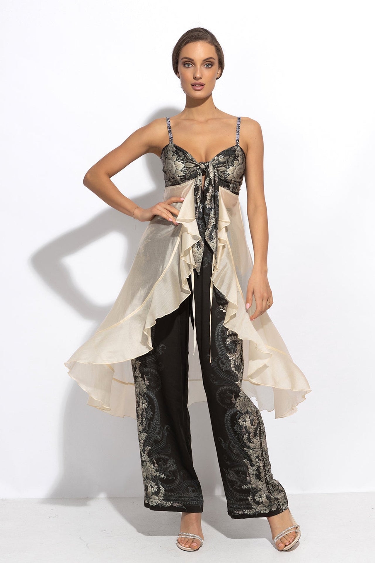 PANTALON LARGE EN VISCOSE À TAILLE ÉLASTIQUE – FROZEN LOTUS