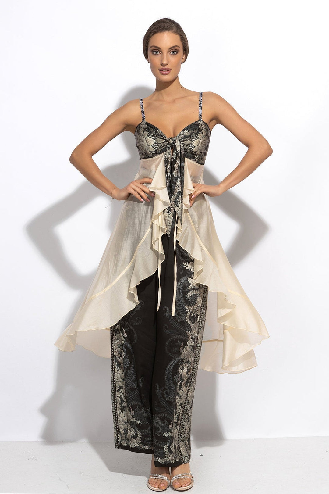 LYOCELl AND VISCOSE LONG RUFFLED TUNIC - FROZEN LOTUS JIORO ДЪЛГА ТУНИКА С ВОЛАНИ ОТ ЛИОСЕЛ И ВИСКОЗА – FROZEN LOTUS JIORO