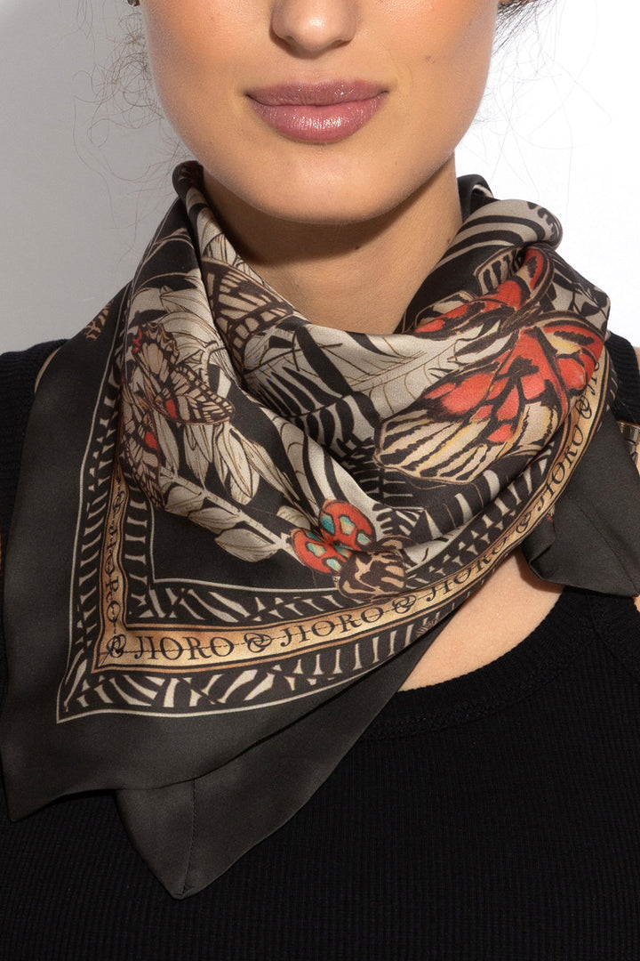 SQUARE VISCOSE HEADSCARF - MIDNIGHT BUTTERFLIES - Fashion Roots